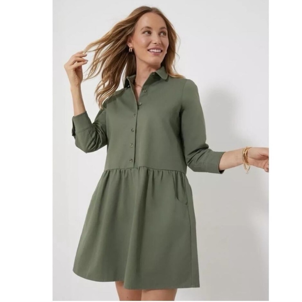 Tuckernuck Olive Green Button-Up Shirt Dress